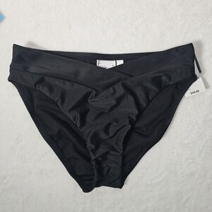 Bar III Resort Solids Black V Front High Waisted Bikini Bottoms‎ Size S